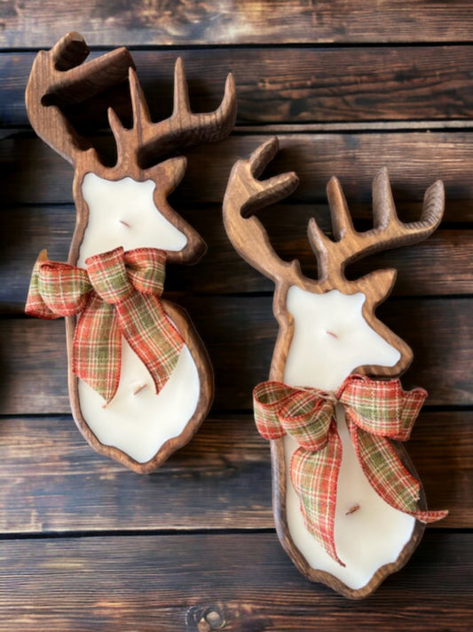 Wood Deer Dough Bowl Candle